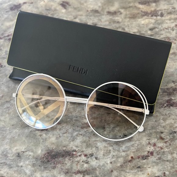 Fendi FF0343/S Fendirama White Logo Round Sunglasses main image 4